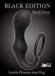 Чёрное эрекционное кольцо с анальной пробкой Double Pleasure Anal Plug - Lola Games - в Туле купить с доставкой