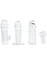 Набор из 4 насадок на член Pleasured Penis Enhancement Sleeve 4 Pack - XR Brands - в Туле купить с доставкой