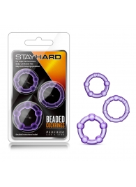 Набор из 3 фиолетовых эрекционных колец Stay Hard Beaded Cockrings - Blush Novelties - в Туле купить с доставкой