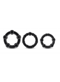 Набор из 3 чёрных эрекционных колец Stay Hard Beaded Cockrings - Blush Novelties - в Туле купить с доставкой