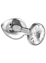 Большая серебристая анальная пробка Diamond Clear Sparkle Large с прозрачным кристаллом - 8 см. - Lola Games - купить с доставкой в Туле