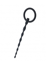 Чёрный уретральный плаг с кольцом - ToyFa - купить с доставкой в Туле