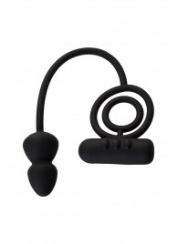 Чёрное эрекционное кольцо с вибропулькой и анальным хвостом - Erotist Adult Toys - в Туле купить с доставкой