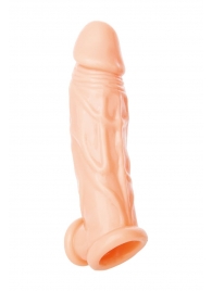 Телесная насадка на пенис с фиксацией мошонки - 18,5 см. - ToyFa - в Туле купить с доставкой