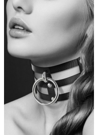 Чёрный тройной чокер с большим кольцом - Bijoux Pour Toi - купить с доставкой в Туле