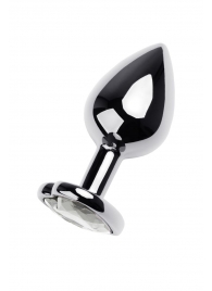 Серебристая анальная пробка с прозрачным кристаллом-сердцем - 8 см. - ToyFa - купить с доставкой в Туле