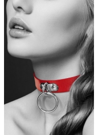Красный узенький чокер с кольцом - Bijoux Pour Toi - купить с доставкой в Туле