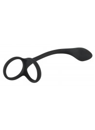 Эрекционное кольцо с утяжкой на мошонку и анальным плаг Black Velvets - Orion - в Туле купить с доставкой