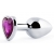 Серебристая анальная пробка с фиолетовым кристаллом-сердечком - 8 см. - Anal Jewelry Plug - купить с доставкой в Туле