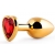 Золотистая анальная пробка с красным стразом-сердечком - 8 см. - Anal Jewelry Plug - купить с доставкой в Туле