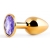 Золотистая анальная пробка с фиолетовым стразом - 7,2 см. - Anal Jewelry Plug - купить с доставкой в Туле