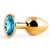 Золотистая анальная пробка с голубым стразом - 7,2 см. - Anal Jewelry Plug - купить с доставкой в Туле