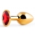 Золотистая анальная пробка с красным стразом - 7,2 см. - Anal Jewelry Plug - купить с доставкой в Туле
