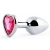 Серебристая анальная пробка с розовым кристаллом-сердечком - 7 см. - Anal Jewelry Plug - купить с доставкой в Туле