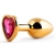 Золотистая анальная пробка с малиновым кристаллом-сердечком - 7 см. - Anal Jewelry Plug - купить с доставкой в Туле