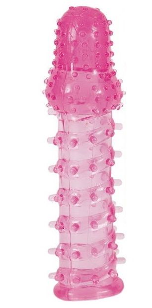 Розовая насадка с нежными шипами - 13,5 см. - Toyfa Basic - в Туле купить с доставкой