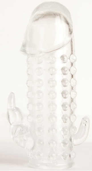 Гелевая прозрачная насадка с 2 отростками - 13 см. - Toyfa Basic - в Туле купить с доставкой