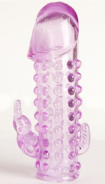 Закрытая фиолетовая насадка с 2 отростками - 13 см. - Toyfa Basic - в Туле купить с доставкой