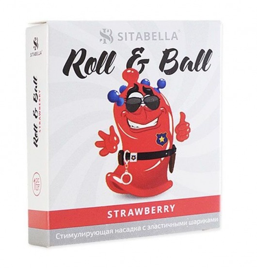Стимулирующий презерватив-насадка Roll   Ball Strawberry - Sitabella - купить с доставкой в Туле
