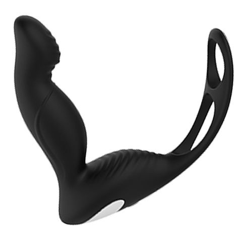 Черный вибромассажер простаты P-PLEASER W ERECTION ENHANCE - Dream Toys - в Туле купить с доставкой