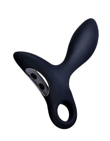 Черный силиконовый анальный вибромассажер Erokey с колечком-ограничителем - Erokay - в Туле купить с доставкой