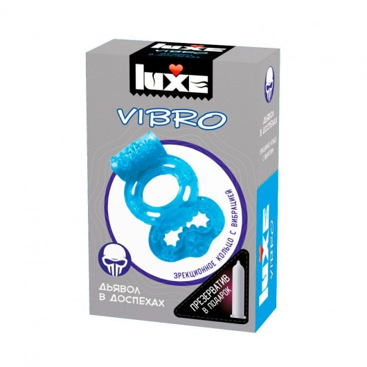 Голубое эрекционное виброкольцо Luxe VIBRO  Дьявол в доспехах  + презерватив - Luxe - в Туле купить с доставкой