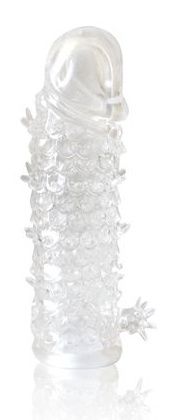 Закрытая прозрачная рельефная насадка Crystal sleeve - 13 см. - Erowoman-Eroman - в Туле купить с доставкой