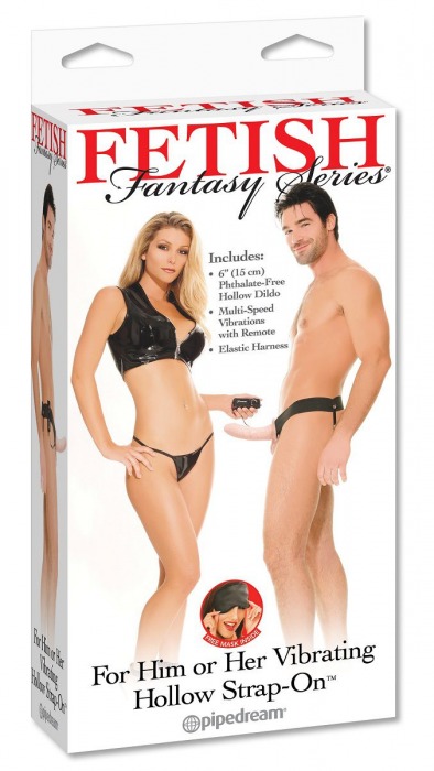 Полый страпон унисекс телесного цвета с вибрацией For Him or Her ​Vibrating Hollow Strap-On - 15 см. - Pipedream - купить с доставкой в Туле