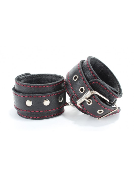 Черный бондажный набор с красной строчкой - БДСМ Арсенал - купить с доставкой в Туле