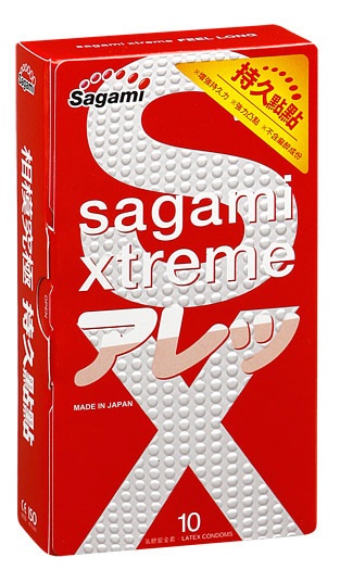 Утолщенные презервативы Sagami Xtreme Feel Long с точками - 10 шт. - Sagami - купить с доставкой в Туле