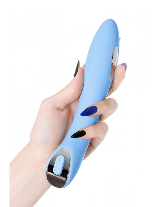 Голубой силиконовый вибратор с электростимуляцией TESLA G-POINT - 21 см. - ToyFa - купить с доставкой в Туле