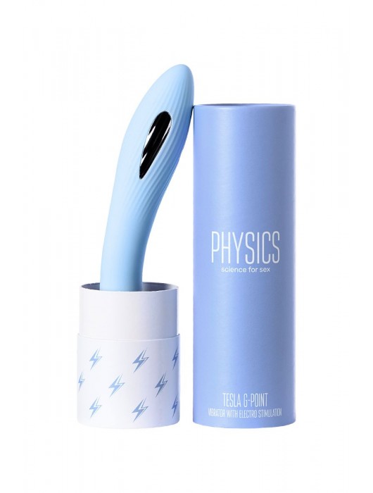 Голубой силиконовый вибратор с электростимуляцией TESLA G-POINT - 21 см. - ToyFa - купить с доставкой в Туле