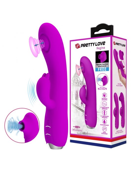 Лиловый вибратор Regina с пульсирующей головкой - 19,8 см. - Baile