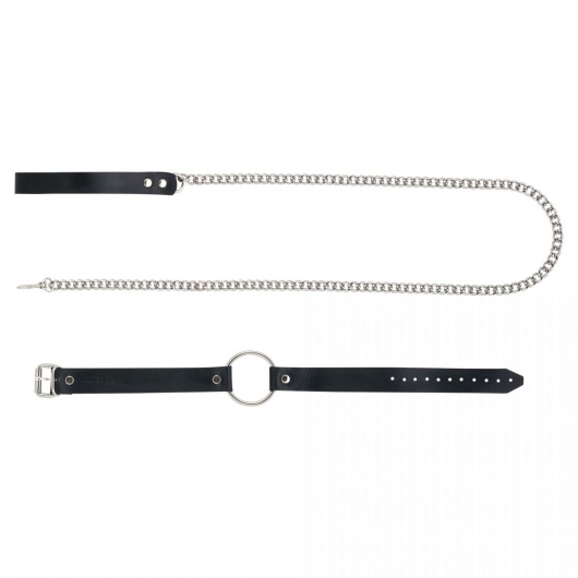 Черный поводок и чокер с кольцом Rada - Rebelts - купить с доставкой в Туле