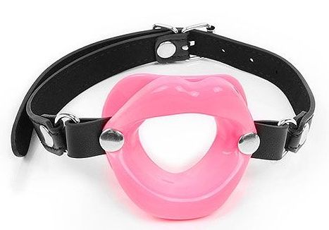 Розовый кляп-губки на черном ремешке - Notabu - купить с доставкой в Туле