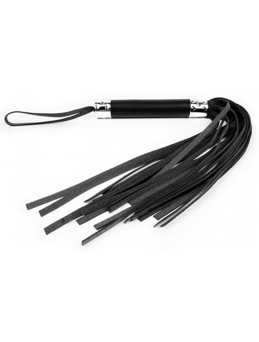 Черная многохвостая плеть с круглой ручкой - 44 см. - Notabu - купить с доставкой в Туле