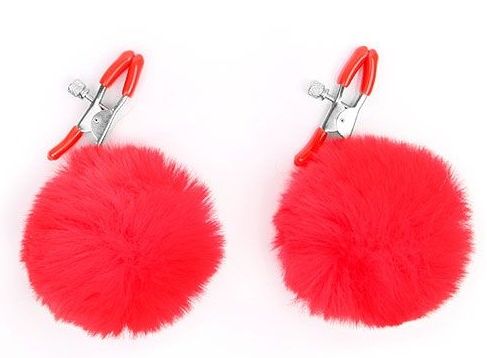 Зажимы для сосков с красным пушком - Notabu - купить с доставкой в Туле