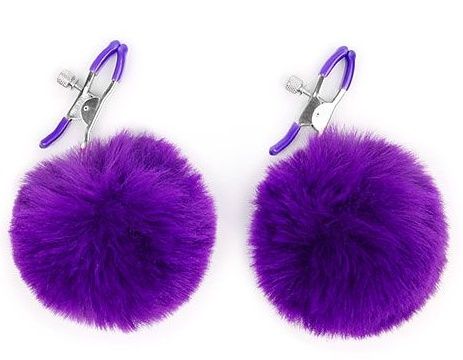Зажимы для сосков с фиолетовым пушком - Notabu - купить с доставкой в Туле