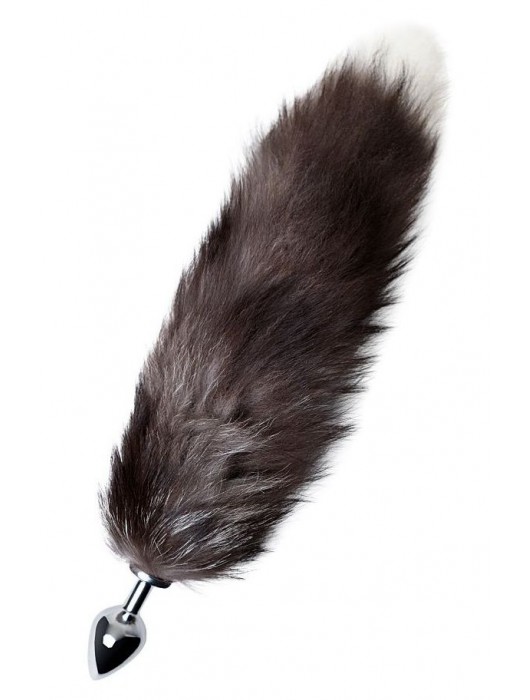 Серебристая металлическая анальная втулка с хвостом чернобурой лисы - размер S - ToyFa - купить с доставкой в Туле