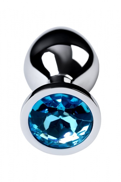 Серебристая конусовидная анальная пробка с голубым кристаллом - 8 см. - ToyFa - купить с доставкой в Туле