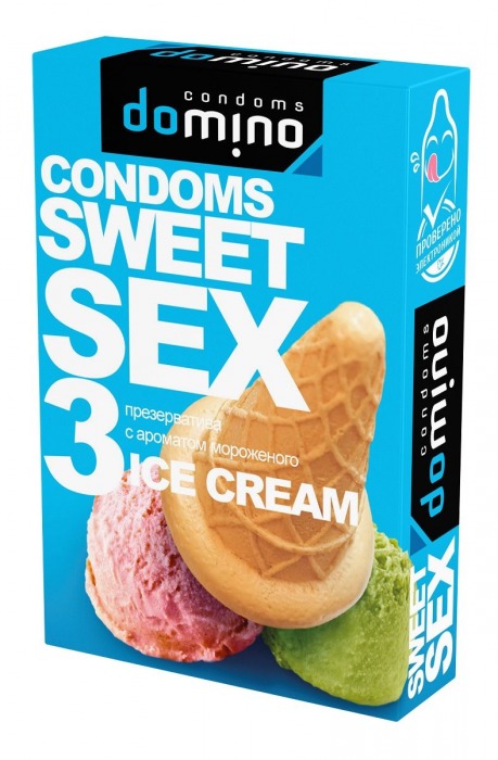 Презервативы для орального секса DOMINO Sweet Sex с ароматом мороженого - 3 шт. - Domino - купить с доставкой в Туле