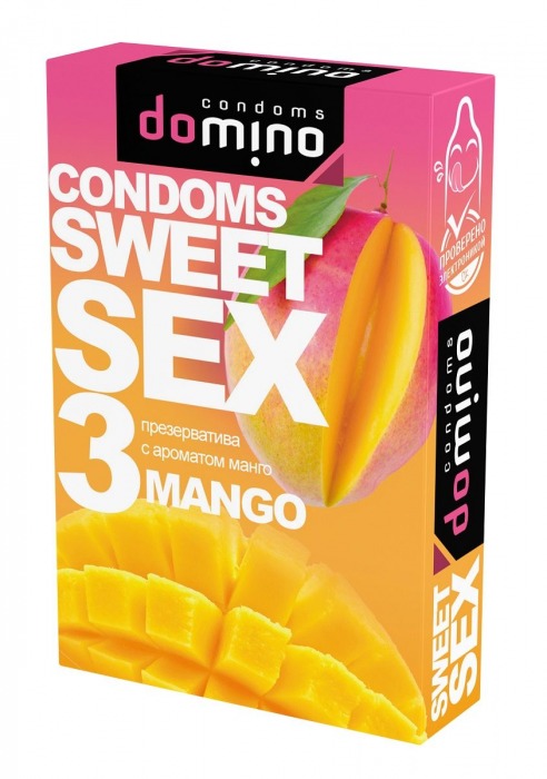 Презервативы для орального секса DOMINO Sweet Sex с ароматом манго - 3 шт. - Domino - купить с доставкой в Туле