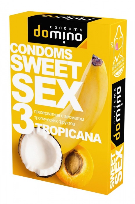 Презервативы для орального секса DOMINO Sweet Sex с ароматом тропических фруктов - 3 шт. - Domino - купить с доставкой в Туле