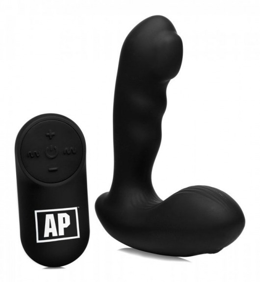 Черный стимулятор простаты Alpha-Pro 7X P-Milker Silicone Prostate Stimulator with Milking Bead - XR Brands - в Туле купить с доставкой