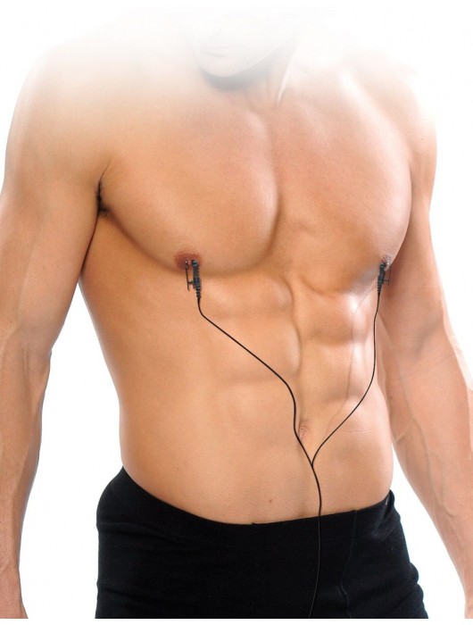 Черные электрические зажимы для сосков Shock Therapy Nipple Clamps - Pipedream - купить с доставкой в Туле