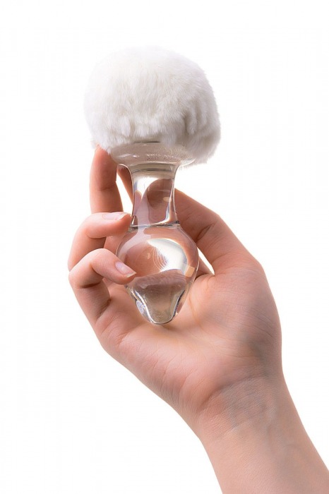 Стеклянная анальная втулка с хвостиком - 9,5 см. - Sexus - купить с доставкой в Туле