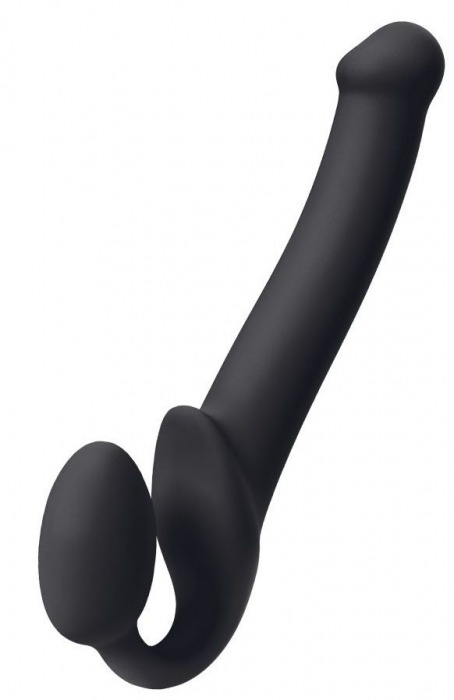 Черный безремневой страпон Silicone Bendable Strap-On M - Strap-on-me - купить с доставкой в Туле