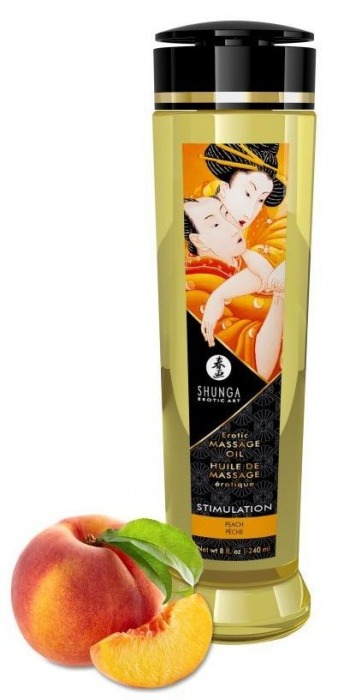 Массажное масло для тела с ароматом персика Stimulation - 240 мл. - Shunga - купить с доставкой в Туле