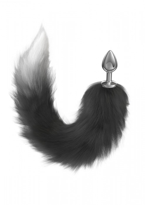 Серебристая анальная пробка с черным хвостом Galaxy - Lola Games - купить с доставкой в Туле