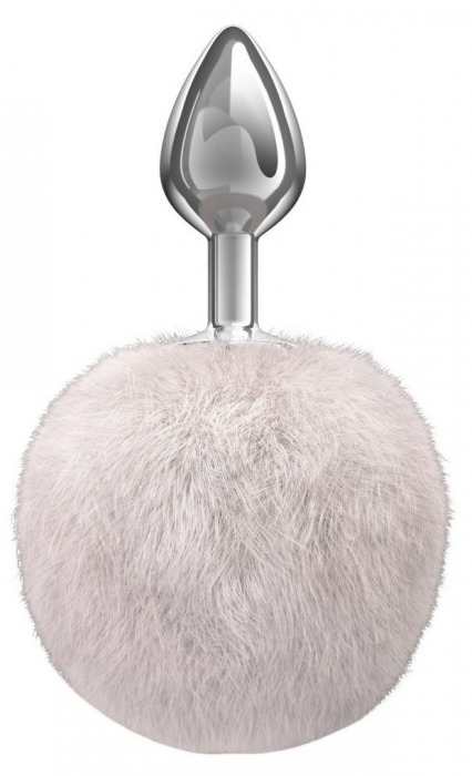 Серебристая анальная пробка с белым пушистым хвостиком Twinkle - Lola Games - купить с доставкой в Туле